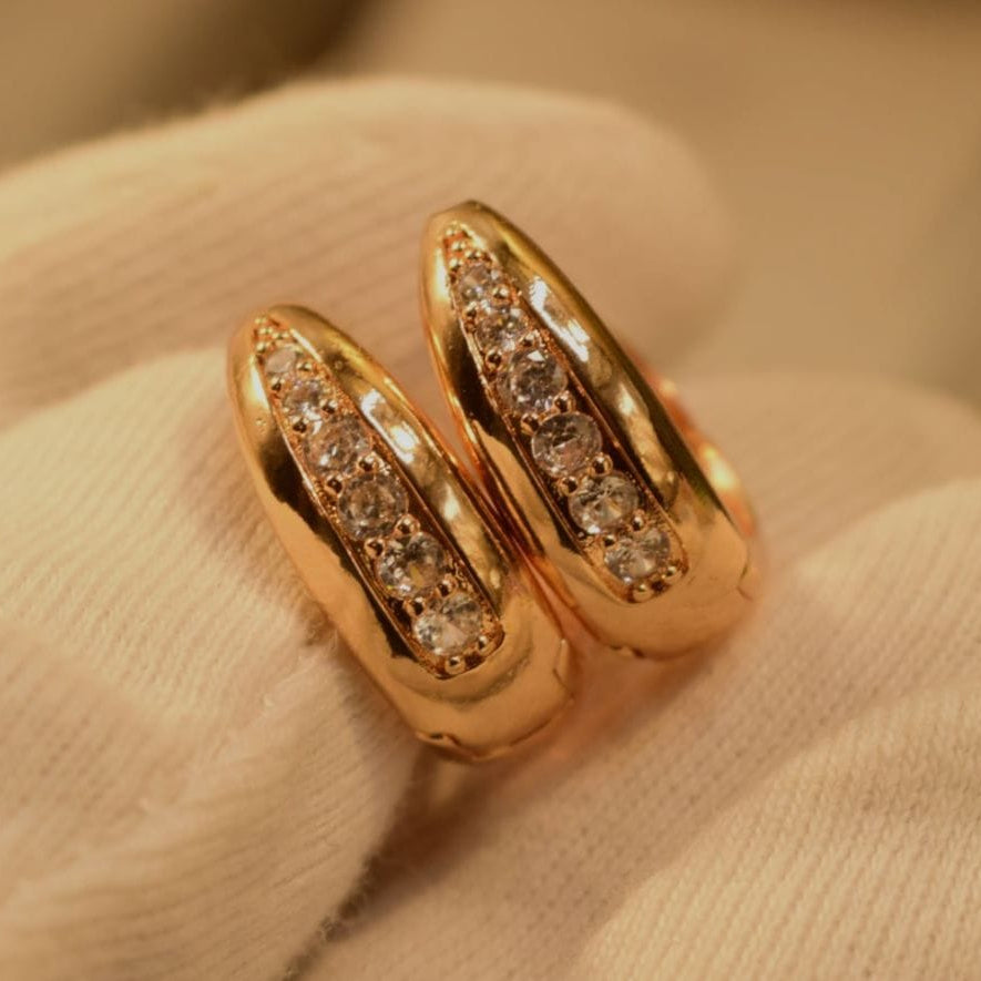 zircon gold plated stud earrings