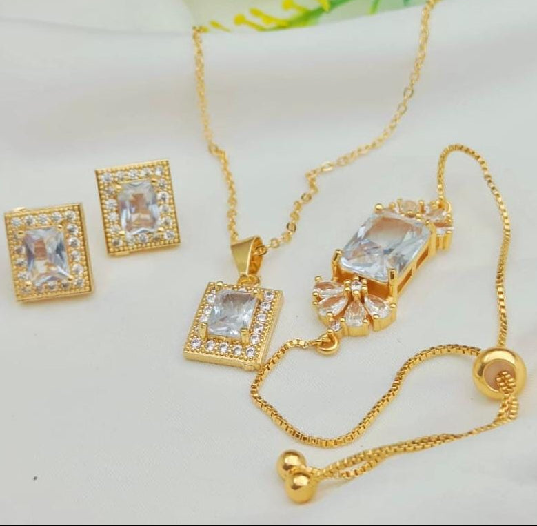 Zircon locket set with updown bracelet