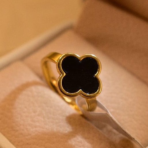 Stainless Steel black clover ring