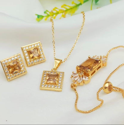 Zircon locket set with updown bracelet