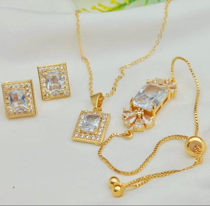 Zircon locket set with updown bracelet